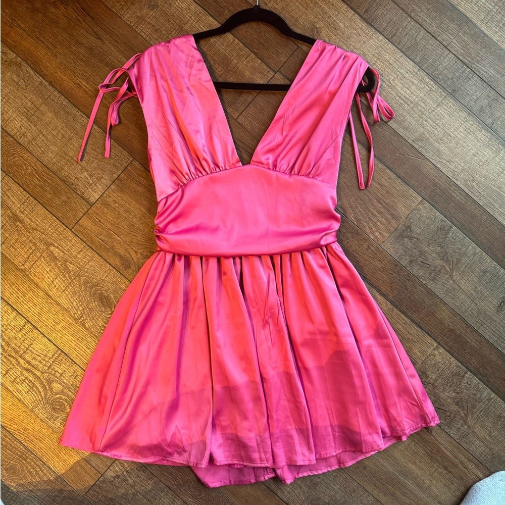 pink homecoming/ casual dress with adjustable shoulders